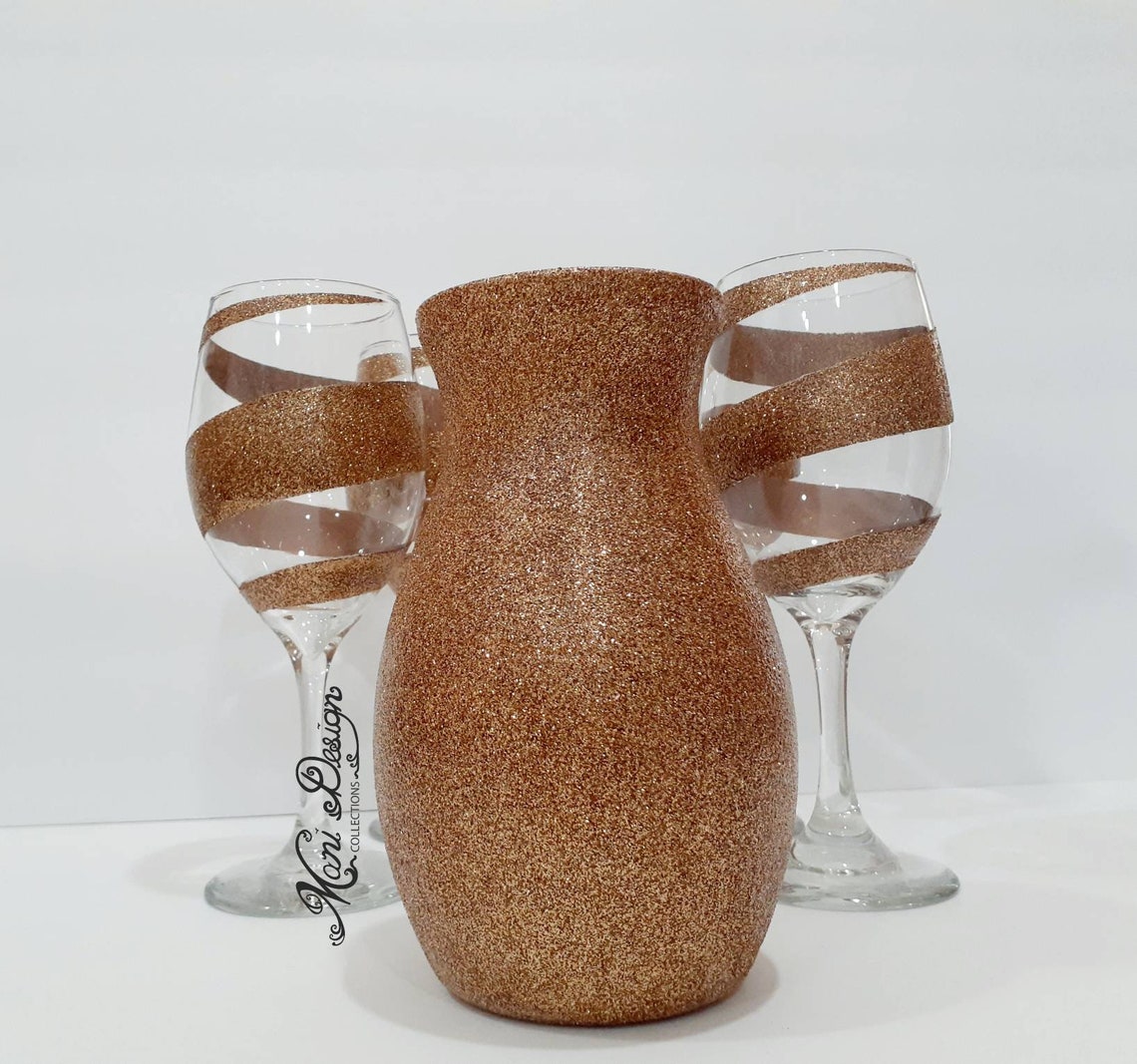 Rose Gold Glitter 7' Vase Etsy