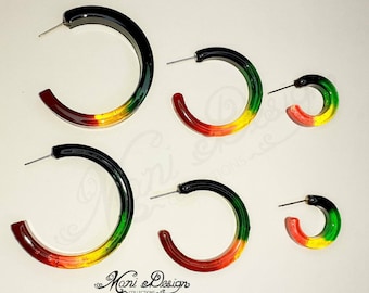 Hoops earrings / Panafrican colors earrings