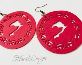 Cultured Faux  leather earrings