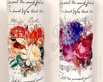 Amazing Grace Flower Tumbler /Flower design tumbler /Amazing grace lyrics / Amazing grace notebook