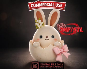 Easter Bunny Egg 3D Print File, Multicolor STL, Commercial Use (Digital Download)