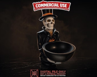 Halloween Skeleton Bowl Holder STL 3MF, Single Color 3D Print File, Candy Bowl Decor, Commercial Use