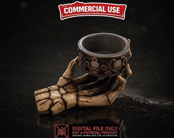 Halloween Skull Bowl Hand STL 3MF, Gothic Candy Dish Digital Download, 3D Print Decor, Commercial Use