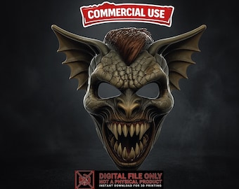 Halloween Monster Mask STL 3MF, Single Color 3D Print File, Cosplay Wall Decor, Digital Download, Commercial Use