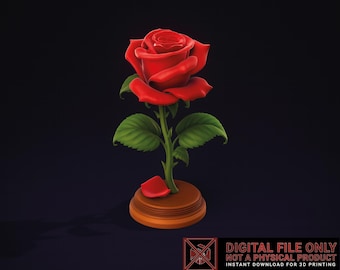 Rose Flower 3D Print STL OBJ | Elegant Rose Sculpture | Valentine Gift Decor | Printable Rose Model