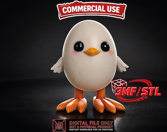 Easter Chick Egg 3D Print File, Multicolor 3MF (Digital Download)