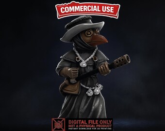 Halloween Plague Doctor STL/3MF, Single Color 3D Print File, Gothic Figurine Digital Download, Commercial Use