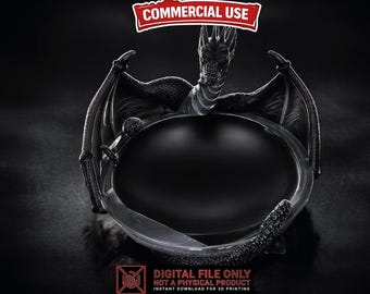 Halloween Single Color STL 3MF File, Commercial Use for Physical Prints, Dragon Oval Sign 3D Print Digital Download