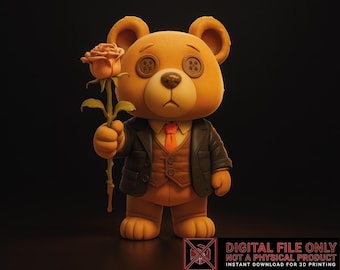 Valentine Teddy Bear STL OBJ | Cute Love Bear 3D Print File | Romantic Gift Decor | Printable Valentine Figurine