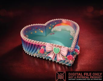 Valentine Heart Box STL OBJ | Cute Candy Box 3D Print File | Love Gift Holder | Romantic Heart Container | Digital Download