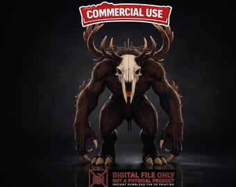 BONE Wendigo STL 3MF File for 3D Printing, Forest Monster Miniature, Cryptid Demon Figure, Halloween Decor, Commercial Use Digital Download