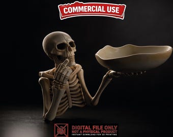 Halloween Skeleton Bowl STL, Single Color Candy Dish 3D Print File, Gothic Decor, STL 3MF Download, Commercial Use