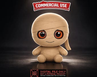 Halloween Mummy STL 3MF, Cute Mummy 3D Print File, Single Color, Commercial Use