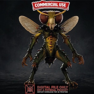Fly Monster STL 3MF Digital Download, One Color 3D Print File, Commercial Use
