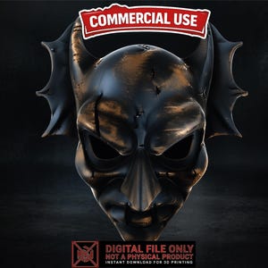 Devil Demon Mask File, Halloween 3D Print Wall Decor, Bat Wing Skull Mask, Cosplay Prop, Commercial Use