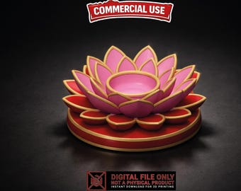 Lotus Candle Holder 3D Print File, Multicolor Tealight Decor (Digital Download)