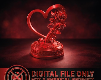Heart Rose Sculpture STL OBJ | Romantic 3D Print File | Valentine Decor | Love Gift | Floral Heart Statue