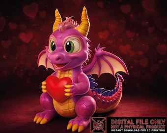 Valentine Dragon 3D Print Model | Articulated Rose Heart Figure