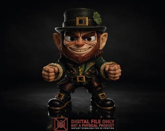 Angry Leprechaun 3D Print STL, Irish Gnome Miniature (Digital Download)