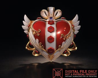 Valentine Heart Crown STL OBJ | Royal Love 3D Print Model | Winged Heart Ornament | Romantic Decor | Digital Download