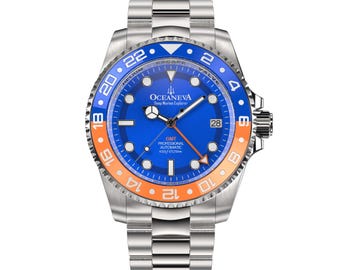 Oceaneva herrklocka med automatisk GMT-funktion — 1250 M Pro Diver, blå urtavla