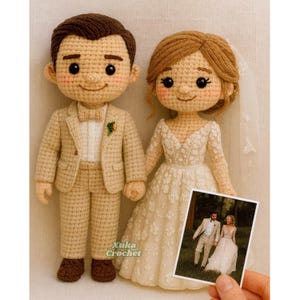 Muñeca con retrato personalizado, opción individual o en pareja, regalo de boda de crochet personalizado, regalo de aniversario para él y ella, muñeca similar