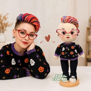 Benutzerdefinierte Häkelpuppe vom Foto, Look Alike Doll, personalisiertes Amigurumi Portrait, handgemachtes Mini Me Geschenk