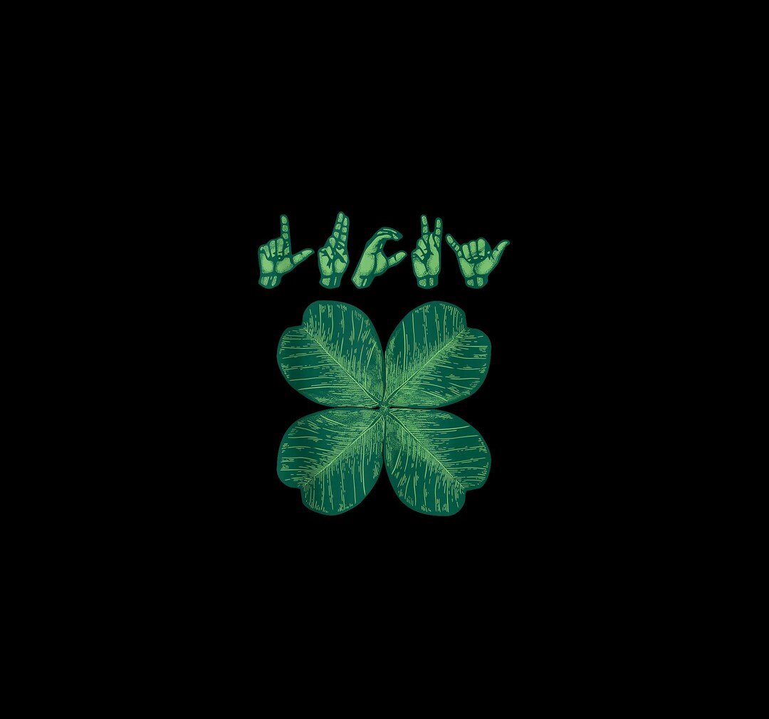ASL Lucky Shamrock Sign, St Patricks Day, Deaf Gift, PNG Transparent ...