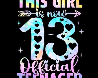 Official Teenager PNG, 13th Birthday Girl Digital Download, Funny Teen Shirt Sublimation Design, 13th Birthday PNG Clipart