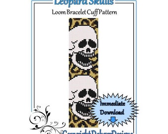 Bead Pattern Loom(Bracelet Cuff)-Leopard Skulls