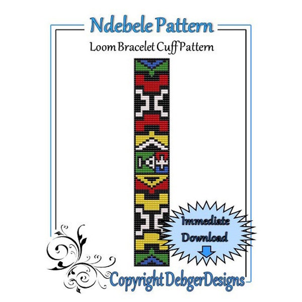 Bead Pattern Loom(Bracelet Cuff)-Ndebele Pattern