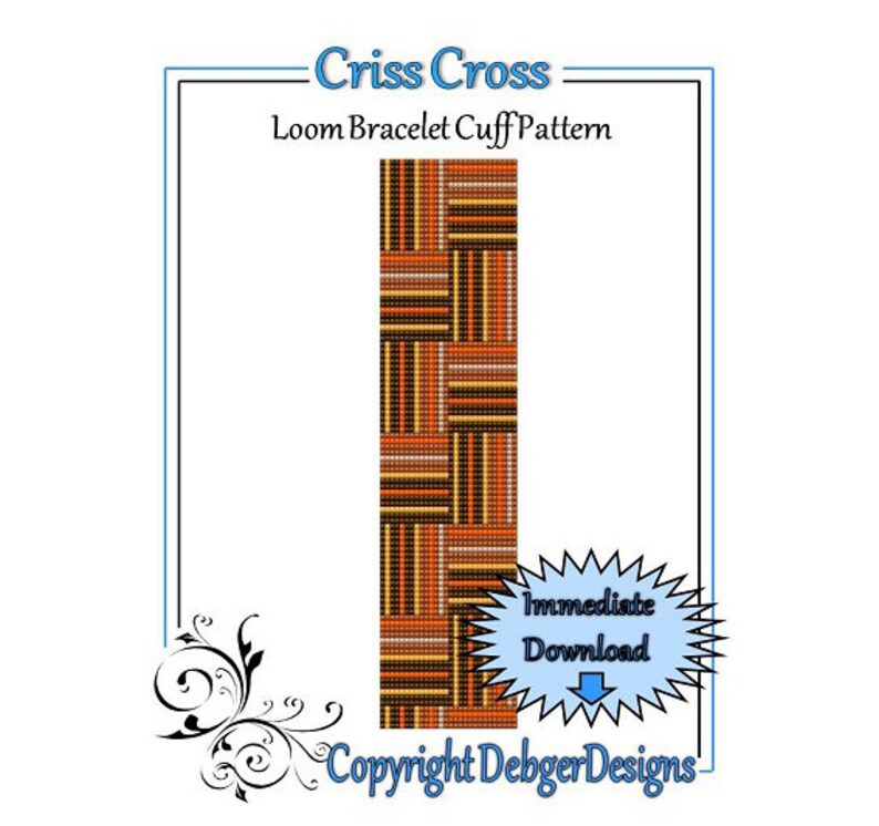 Loom Pattern Cross Criss Cross - Loom Bracelet Cuff Pattern - Etsy