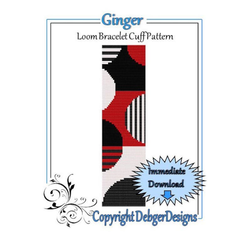 Bead Pattern LoomBracelet CuffGinger image 1