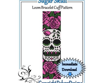 Bead Pattern Loom(Bracelet Cuff)-Sugar Skull