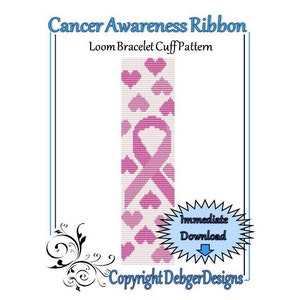 Bead Pattern Loom(Bracelet Cuff)-Cancer Awareness Ribbon