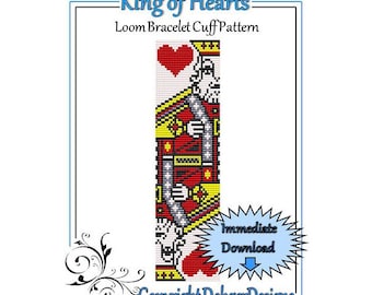 Bead Pattern Loom(Bracelet Cuff)-King of Hearts