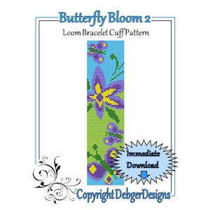 Bead Pattern Loom(Bracelet Cuff)-Butterfly Bloom 2