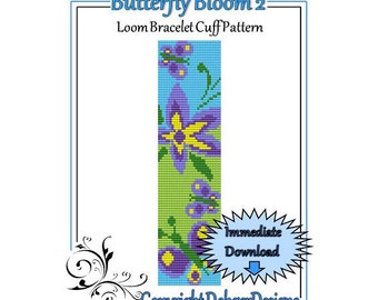 Bead Pattern Loom(Bracelet Cuff)-Butterfly Bloom 2