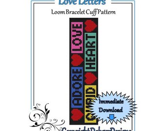 Bead Pattern Loom(Bracelet Cuff)-Love Letters