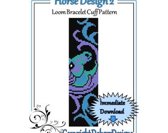 Bead Pattern Loom(Bracelet Cuff)-Horse Design 2