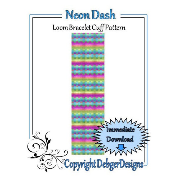 Bead Pattern Loom(Bracelet Cuff)-Neon Dash