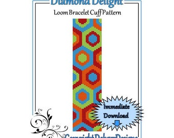Bead Pattern Loom(Bracelet Cuff)-Diamond Delight