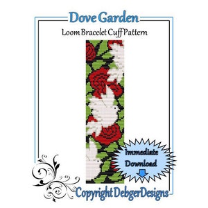 Bead Pattern LoomBracelet CuffDove Garden image 1