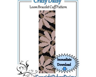 Bead Pattern Loom(Bracelet Cuff)-Crazy Daisy