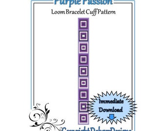 Bead Pattern Loom(Bracelet Cuff)-Purple Passion