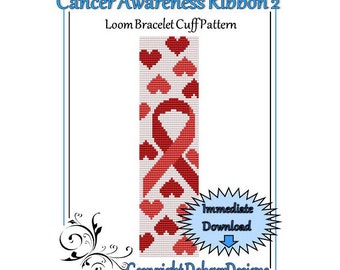 Bead Pattern Loom(Bracelet Cuff)-Cancer Awareness Ribbon 2