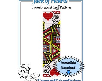 Bead Pattern Loom(Bracelet Cuff)-Jack of Hearts