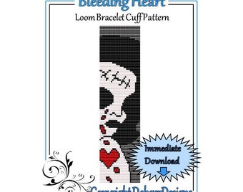 Bead Pattern Loom(Bracelet Cuff)-Bleeding Heart