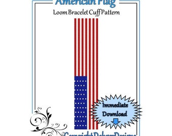 Bead Pattern Loom(Bracelet Cuff)-American Flag