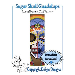 Bead Pattern LoomBracelet CuffSugar Skull Guadalupe image 1